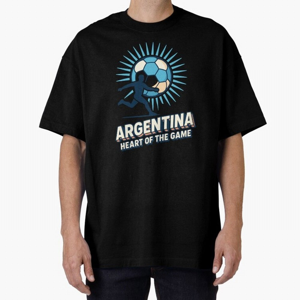 Argentina Heart of the Game ¨C Retro Soccer Fan Design Oversized T-Shirt Represent Fans Who Live for FIFA World Cup 2026 USA Canada Mexico Spirit, Celebrating England, France and Netherlands, Cristiano Ronaldo, Haaland and CR7, Fan Favorite