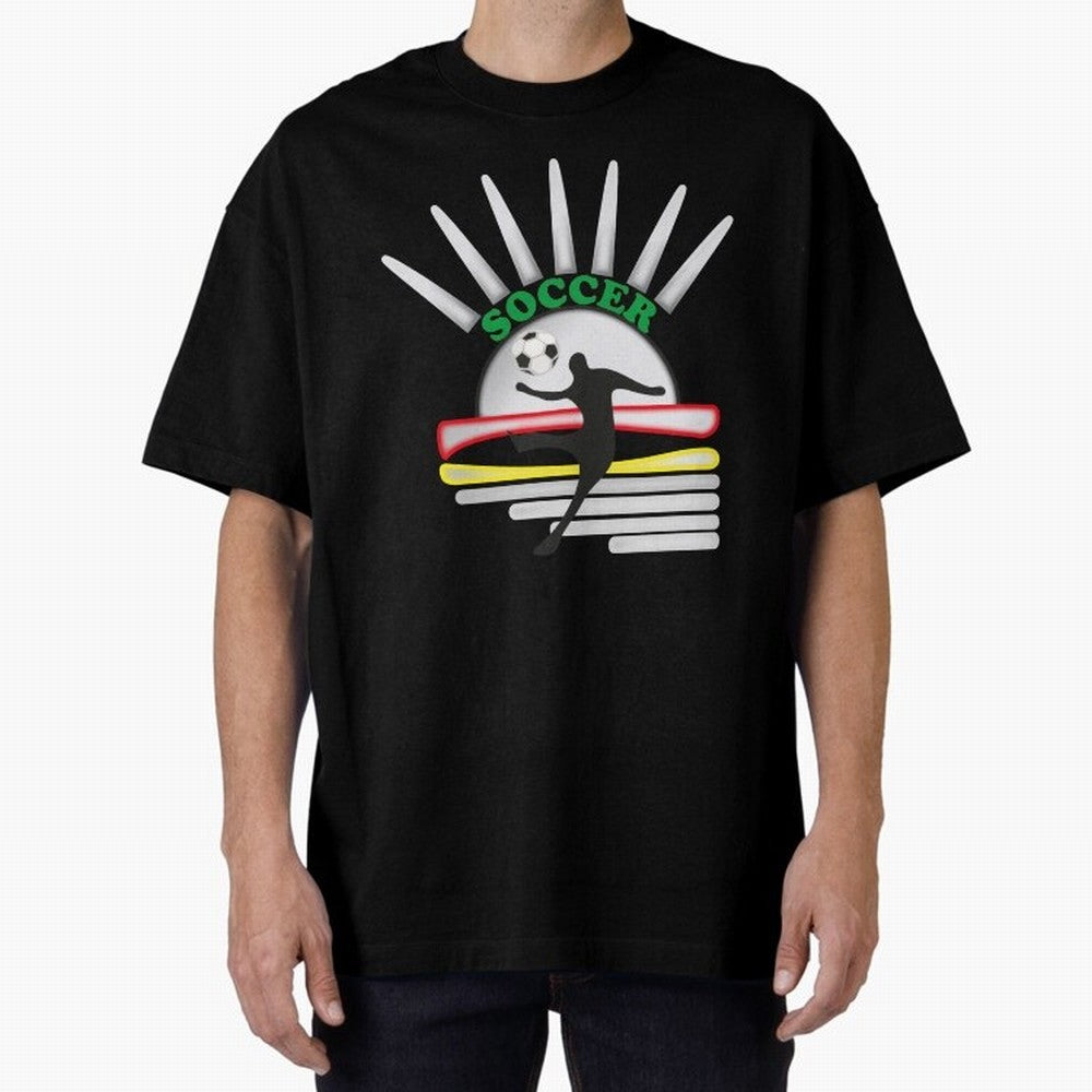 Football player football sun Oversized T-Shirt Create FIFA World Cup 2026 Spirit, with Portugal, Messi, Neymar and Mbappe, Championship Spirit, Famous Goals, Roaring Crowds and International Football Unity; Perfect for Supporters Who Want Bold