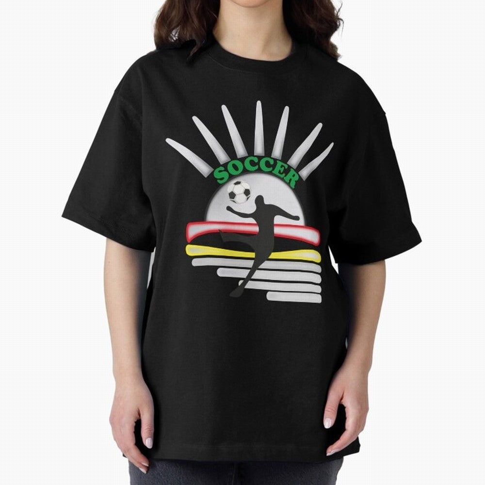 Football player football sun Oversized T-Shirt Create FIFA World Cup 2026 Spirit, with Portugal, Messi, Neymar and Mbappe, Championship Spirit, Famous Goals, Roaring Crowds and International Football Unity; Perfect for Supporters Who Want Bold