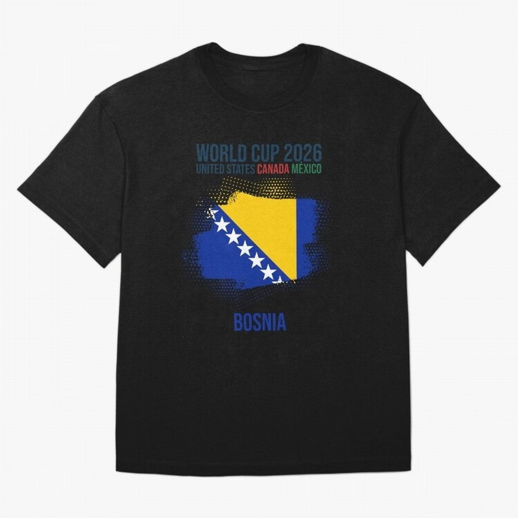 BOSNIA WORLD CUP 2026 Oversized T-Shirt Show Your Tournament Heart for Global Football Passion for FIFA World Cup 2026 USA Canada Mexico, Highlighting Messi, CR7 and Mbappe, France, Goal Celebration Energy, Supporter Heritage, Football Icons and