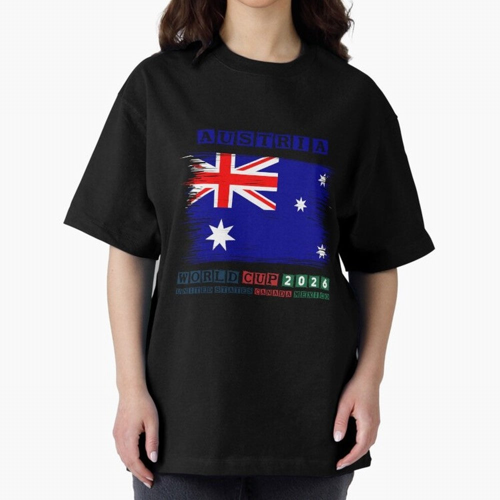 AUSTRIA WORLD CUP 2026 Oversized T-Shirt Honor Champions and Dreams in Match Day Hype around FIFA World Cup 2026 Group Stage, Mbappe, Argentina, France and Brazil, Champion Mindset, Group Stage Buzz, Knockout Tension and Passionate Fan Culture;