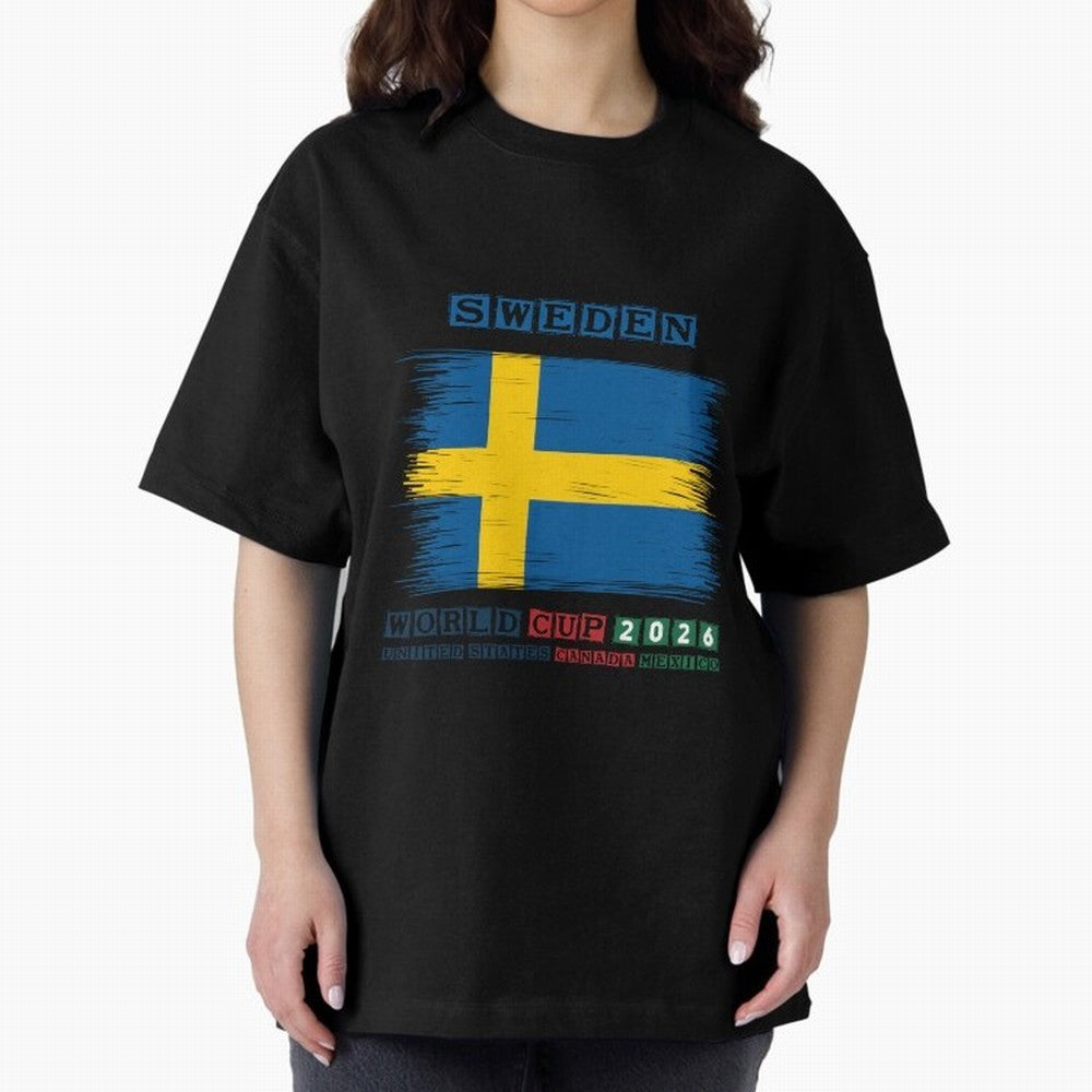 SWEDEN WORLD CUP 2026 Oversized T-Shirt Carry Global Football Passion for FIFA World Cup 2026 Group Stage, Driven by Haaland, England and Germany, Supporter Pride, Iconic Celebrations, Legendary Names and Global Match Day Energy; Great for