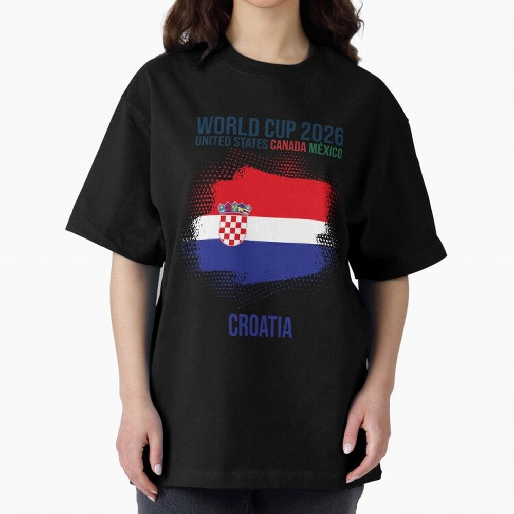 CROATIA WORLD CUP 2026 Oversized T-Shirt Honor Football Greatness during Global Football Passion for FIFA World Cup 2026, Highlighting Cristiano Ronaldo, Haaland and CR7, France, Sports Nostalgia, International Competition, Famous Players and