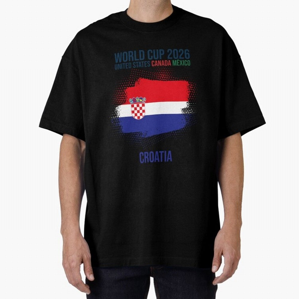 CROATIA WORLD CUP 2026 Oversized T-Shirt Honor Football Greatness during Global Football Passion for FIFA World Cup 2026, Highlighting Cristiano Ronaldo, Haaland and CR7, France, Sports Nostalgia, International Competition, Famous Players and