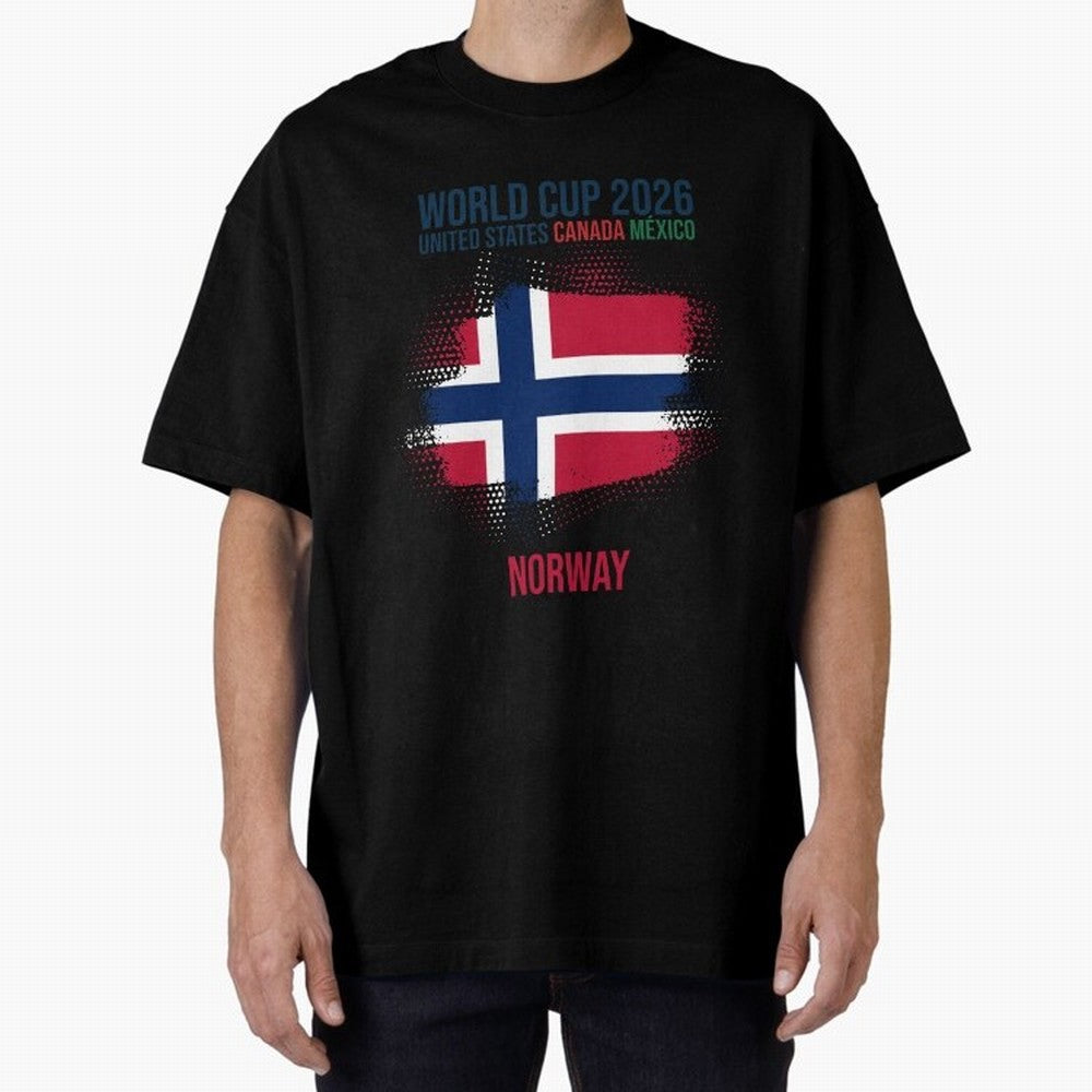 NORWAY WORLD CUP 2026 Oversized T-Shirt Celebrate Every Goal in FIFA World Cup 2026 USA Canada Mexico Spirit, Driven by Spain and Netherlands, Neymar, Haaland and Cristiano Ronaldo, Sports Nostalgia, International Competition, Famous Players and