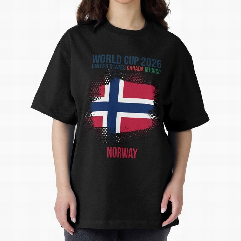 NORWAY WORLD CUP 2026 Oversized T-Shirt Celebrate Every Goal in FIFA World Cup 2026 USA Canada Mexico Spirit, Driven by Spain and Netherlands, Neymar, Haaland and Cristiano Ronaldo, Sports Nostalgia, International Competition, Famous Players and