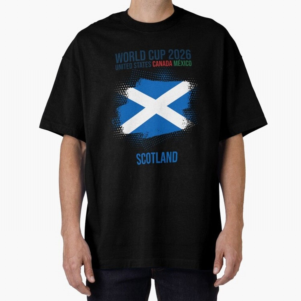 SCOTLAND WORLD CUP 2026 Oversized T-Shirt Celebrate FIFA World Cup 2026 Featuring Haaland, Argentina, France and Brazil Energy, Global Supporter Spirit, Legendary Goals, National Colors and Tournament Celebration; Ideal for Passionate Fans Who Love