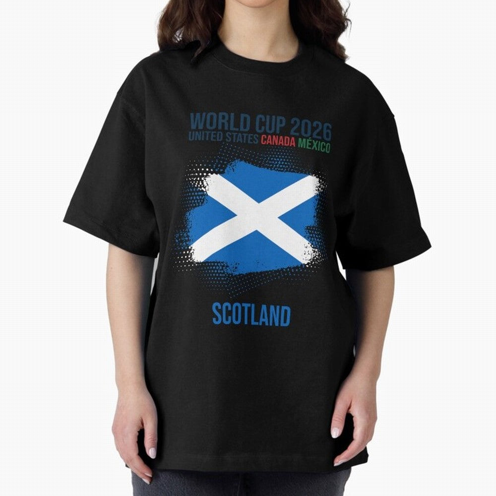 SCOTLAND WORLD CUP 2026 Oversized T-Shirt Celebrate FIFA World Cup 2026 Featuring Haaland, Argentina, France and Brazil Energy, Global Supporter Spirit, Legendary Goals, National Colors and Tournament Celebration; Ideal for Passionate Fans Who Love