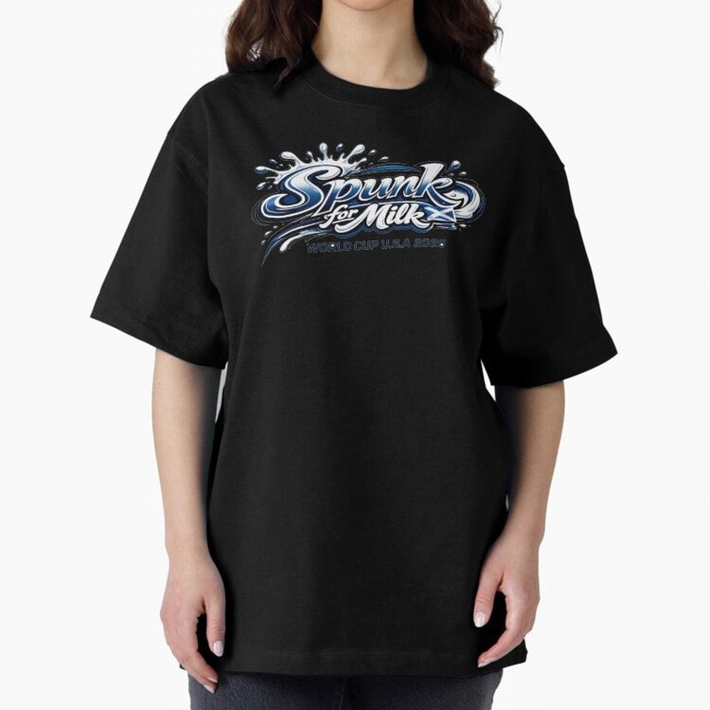 Spunk for Milk Oversized T-Shirt Feel the Roar of Global Football Passion for FIFA World Cup 2026 USA Canada Mexico, Built around Cristiano Ronaldo, Brazil, Retro Football Energy, Iconic Rivalries, Trophy Chase Drama and Stadium Atmosphere; Perfect