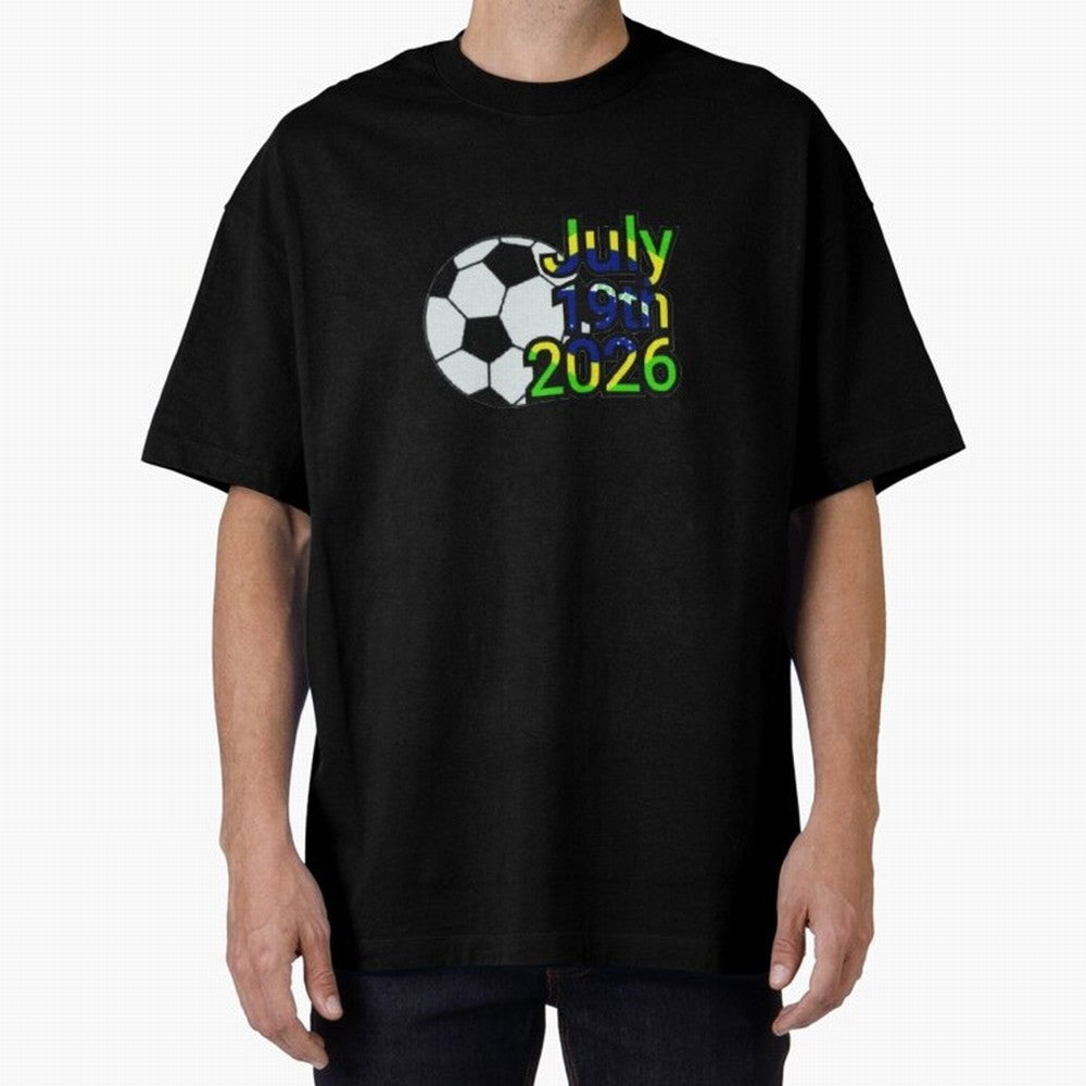 USA 2026- Brazil Oversized T-Shirt Show Support during Global Football Passion for FIFA World Cup 2026 Group Stage, Driven by Messi, Neymar and Mbappe, Spain, Global Supporter Spirit, Legendary Goals, National Colors and Tournament Celebration;