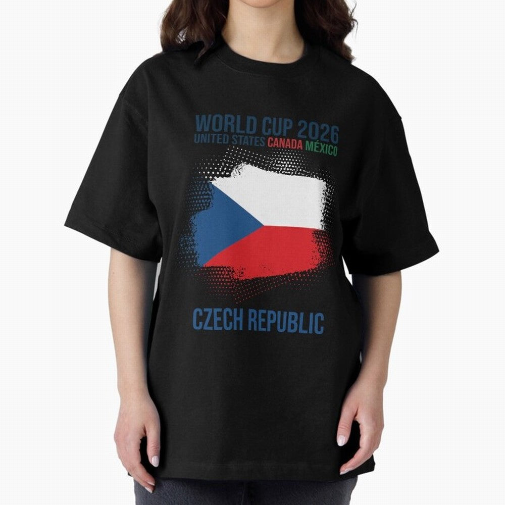 Czech Republic WORLD CUP 2026 Oversized T-Shirt Follow the Road to FIFA World Cup 2026 Group Stage for Fans of Mbappe and Portugal, Spain and Germany, Bringing Worldwide Fan Energy, Dramatic Goals, Stadium Lights and Championship Celebrations;