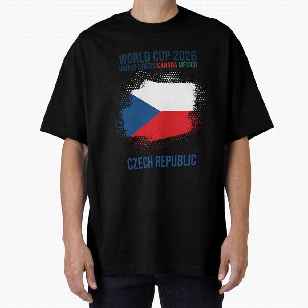Czech Republic WORLD CUP 2026 Oversized T-Shirt Follow the Road to FIFA World Cup 2026 Group Stage for Fans of Mbappe and Portugal, Spain and Germany, Bringing Worldwide Fan Energy, Dramatic Goals, Stadium Lights and Championship Celebrations;