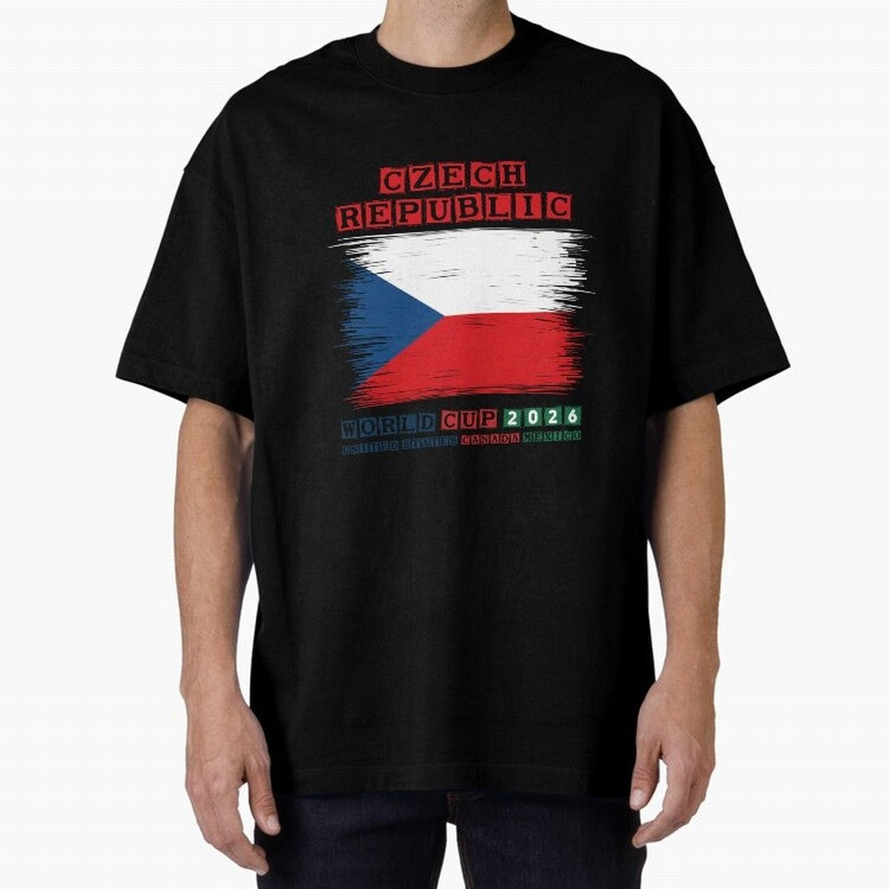 Czech Republic WORLD CUP 2026 Oversized T-Shirt Spotlight Match Day Hype around FIFA World Cup 2026, Neymar, Haaland and Cristiano Ronaldo, Germany, Classic Soccer Heritage, Championship Pressure, Fan Loyalty and International Pride; Built for