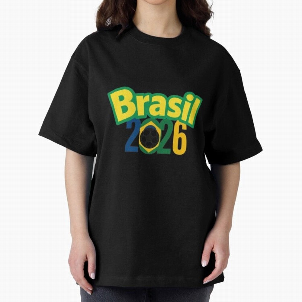 Brasil 2026 Football Mission - Road to Next World Cup T-Shirt Oversized T-Shirt Embrace Global Football Passion for FIFA World Cup 2026, Centered on Messi, Argentina and Brazil, Football History, Final Match Energy, Crowd Noise and Once in a