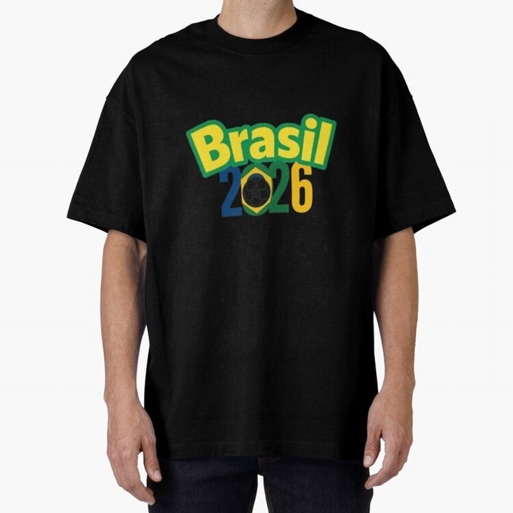 Brasil 2026 Football Mission - Road to Next World Cup T-Shirt Oversized T-Shirt Embrace Global Football Passion for FIFA World Cup 2026, Centered on Messi, Argentina and Brazil, Football History, Final Match Energy, Crowd Noise and Once in a