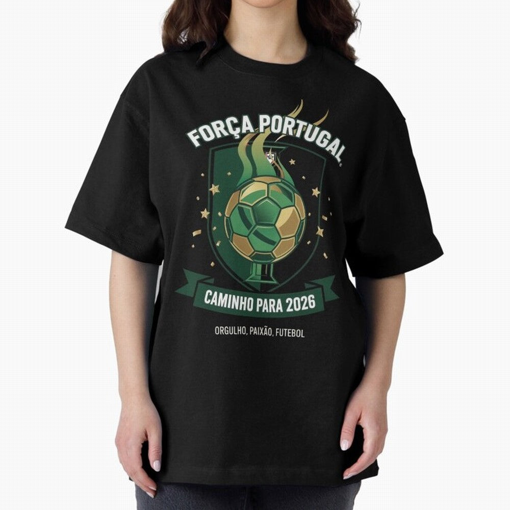 Portugal World Cup 2026 Fan Art Oversized T-Shirt Stand Out with Spirit from FIFA World Cup 2026 USA Canada Mexico Driven by Cristiano Ronaldo, Haaland and CR7, Brazil Energy, Football History, Final Match Energy, Crowd Noise and Once in a Lifetime