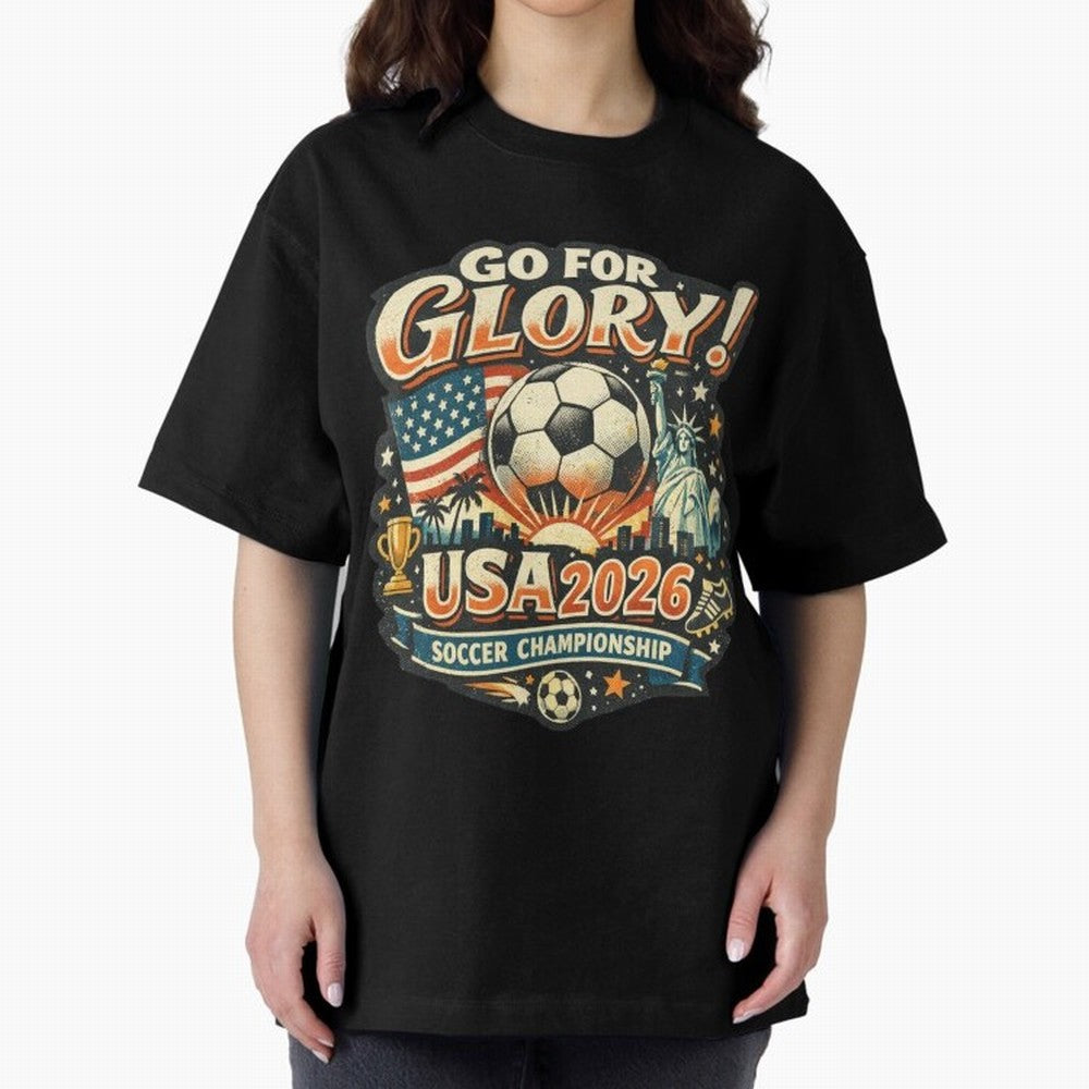 Soccer USA Oversized T-Shirt Get Ready for FIFA World Cup 2026 Group Stage Celebrating CR7, Portugal, Spain and Germany Energy, Stadium Memories, Football Loyalty, International Chants and Championship Tradition; Ideal for Football Dads, Football