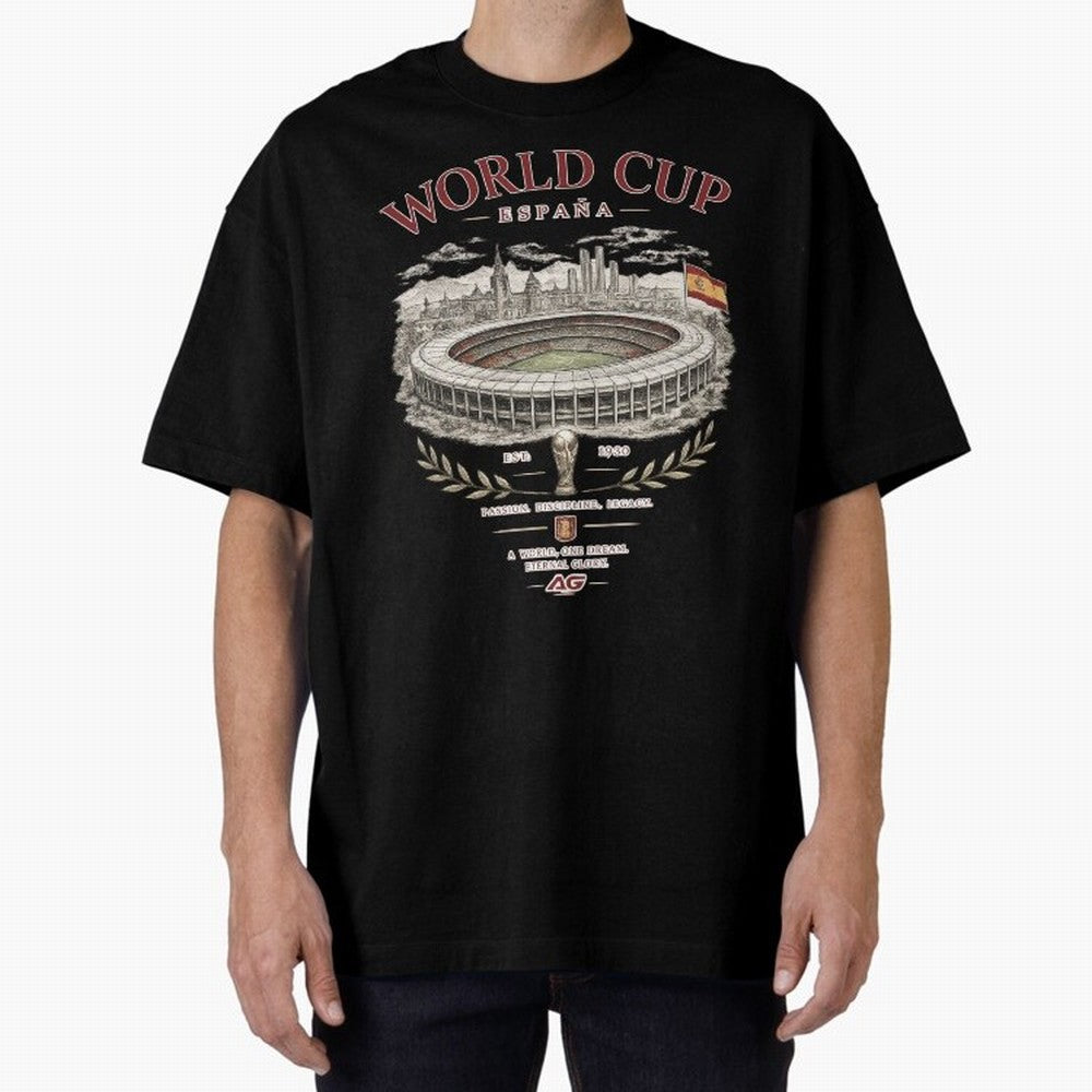 Spain World Cup Vintage Streetwear Oversized T-Shirt Bring Trophy Dreams to the FIFA World Cup 2026 Journey through Mbappe and Neymar Highlights, Argentina, France and Brazil Pride, Football Passion, Legendary Performances, Festival Vibes and