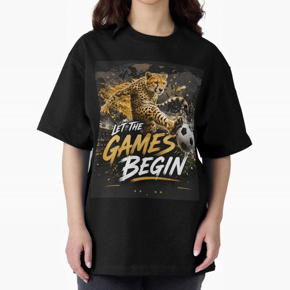 Let The Games Begin-World Cup Soccer @026 Oversized T-Shirt Show Love for Legendary Goals in the FIFA World Cup 2026 Group Stage Journey through Messi, Neymar and Mbappe Highlights, Portugal, Spain and Germany Pride, Global Supporter Spirit,