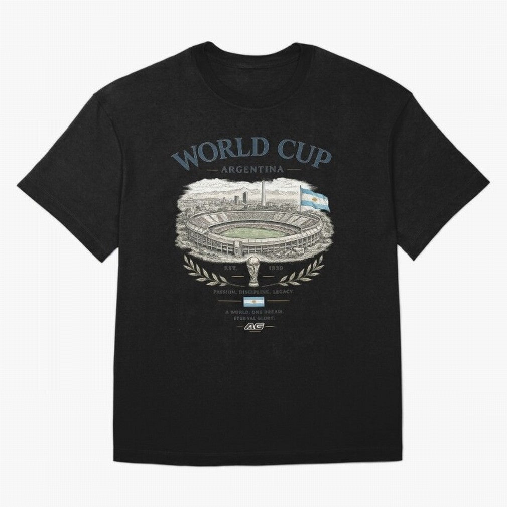 Argentina World Cup Vintage Streetwear Oversized T-Shirt Unlock Match Day Hype around FIFA World Cup 2026 Group Stage, Haaland, Brazil, Football Festival Excitement, Trophy Ambitions, Country Rivalries and Star Player Buzz; Great for Supporters Who