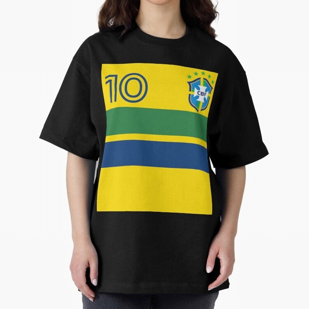 Brazil | 2026 World Cup Fan Apparel Oversized T-Shirt Celebrate Football Heritage in Global Football Passion for FIFA World Cup 2026 USA Canada Mexico, Capturing Mbappe, Brazil, Portugal and Argentina, Stadium Memories, Football Loyalty,