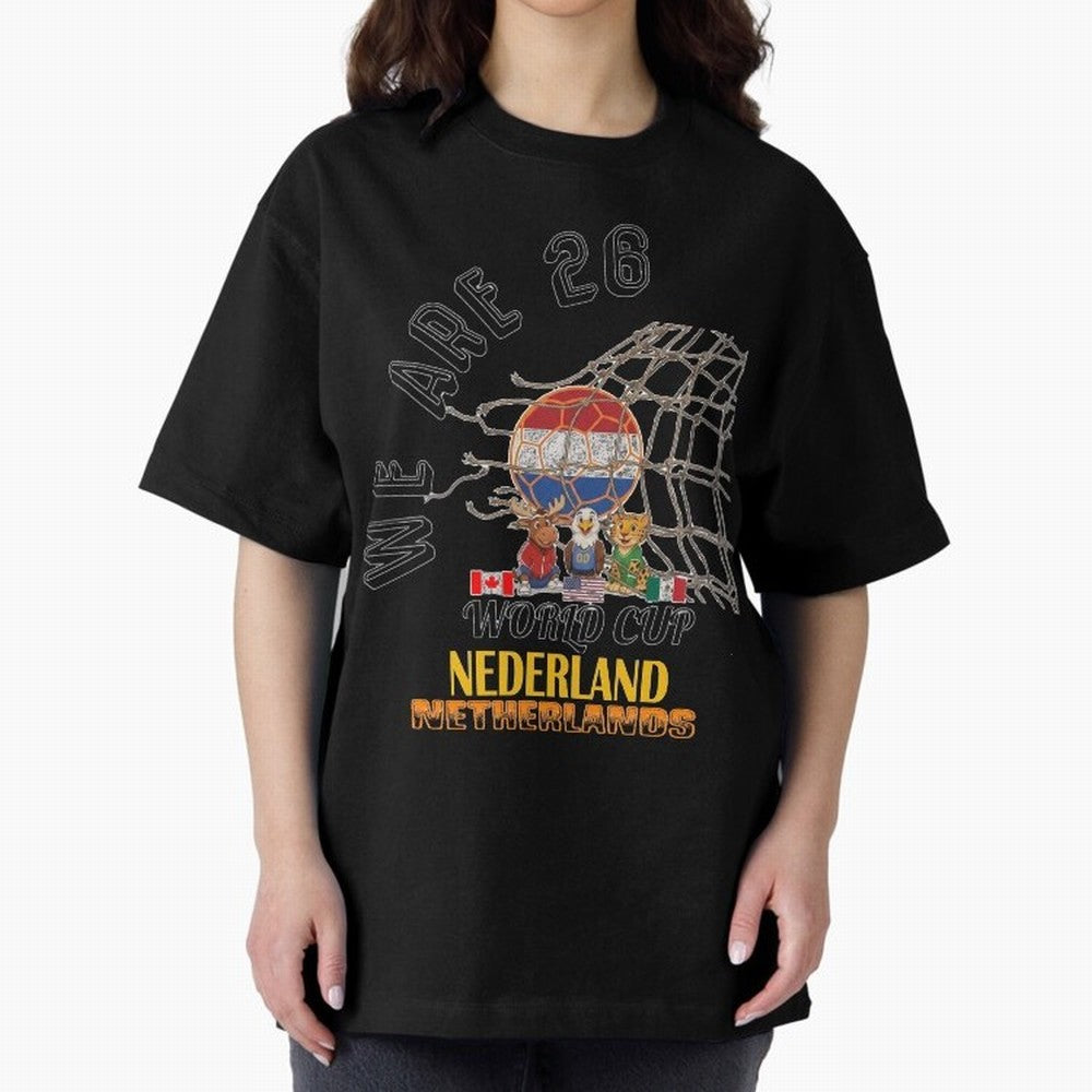 World cup 26 - Netherlands Oversized T-Shirt Celebrate Classic Football Spirit in FIFA World Cup 2026 Built around Cristiano Ronaldo, Argentina and Brazil Energy, Vintage Soccer Flavor, Modern Football Stars, National Flags and Final Night Emotion;