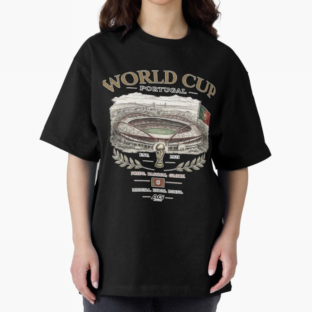 Portugal World Cup Estadio Da Luz Oversized T-Shirt Wear the Spirit of Global Football Passion for FIFA World Cup 2026, Driven by Mbappe, Germany, Championship Spirit, Famous Goals, Roaring Crowds and International Football Unity; Created for Match