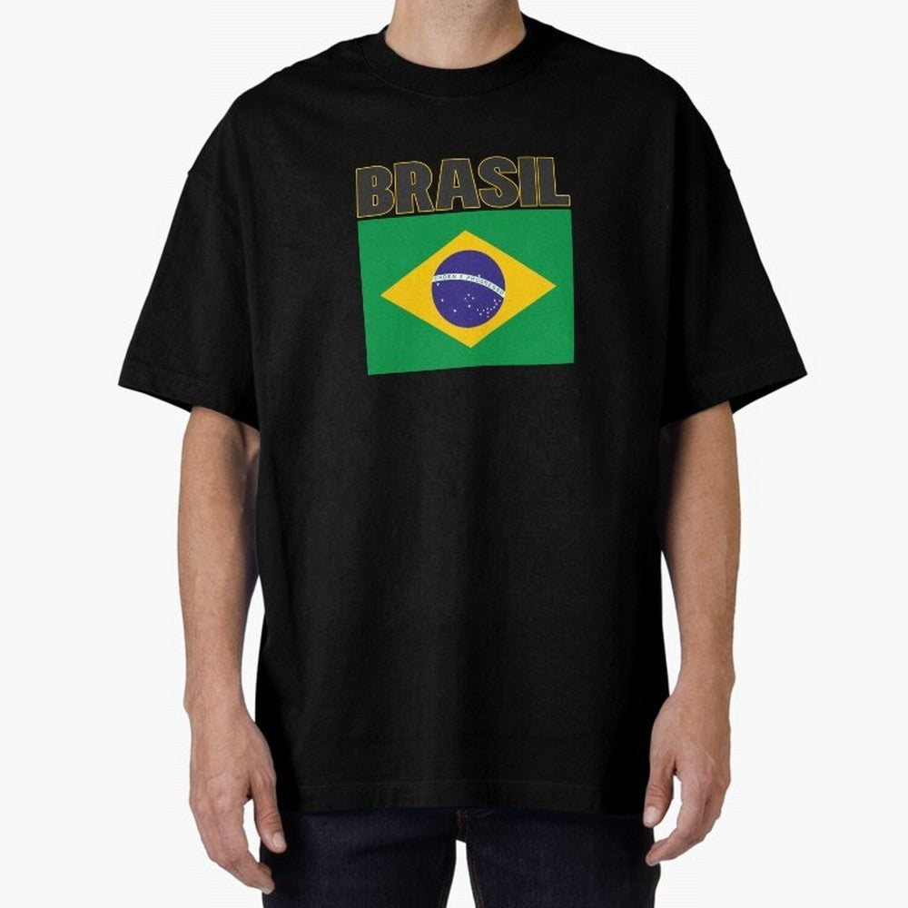 Brasil Flag Oversized T-Shirt Make Memories around FIFA World Cup 2026 USA Canada Mexico Capturing Messi, Neymar and Mbappe, Argentina, France and Brazil Energy, Global Supporter Spirit, Legendary Goals, National Colors and Tournament Celebration;