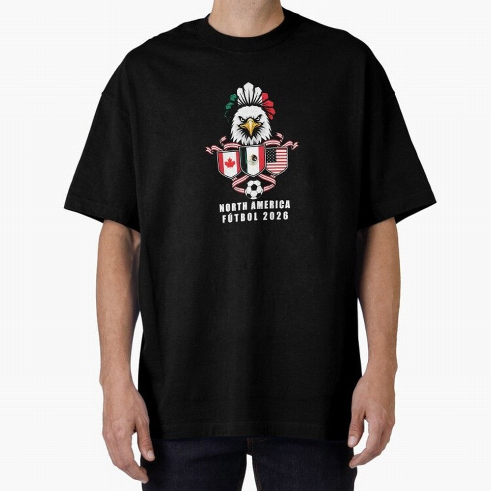 North America Football Spirit 2026 T-Shirt_82768088 Oversized T-Shirt Bring Trophy Dreams to FIFA World Cup 2026 USA Canada Mexico Featuring Messi and Cristiano Ronaldo, Netherlands Energy, Soccer Culture, Superstar Moments, National Team Dreams