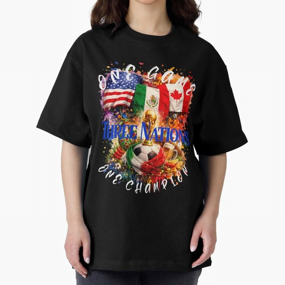 2026 World Cup Oversized T-Shirt Feel the Trophy Chase of FIFA World Cup 2026 USA Canada Mexico Spirit, Inspired by Brazil, CR7 and Messi, Football Passion, Legendary Performances, Festival Vibes and Supporter Community; Made for Die Hard