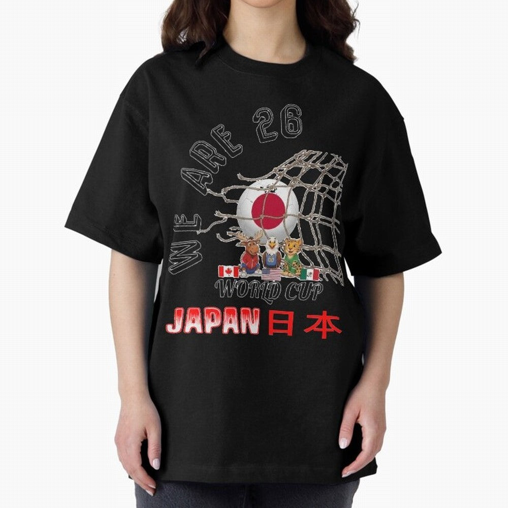 World cup 26 - Japan Oversized T-Shirt Live the Energy of FIFA World Cup 2026 for Fans of Messi, Neymar and Mbappe and Brazil, Portugal and Argentina, Bringing Vintage Soccer Flavor, Modern Football Stars, National Flags and Final Night Emotion;