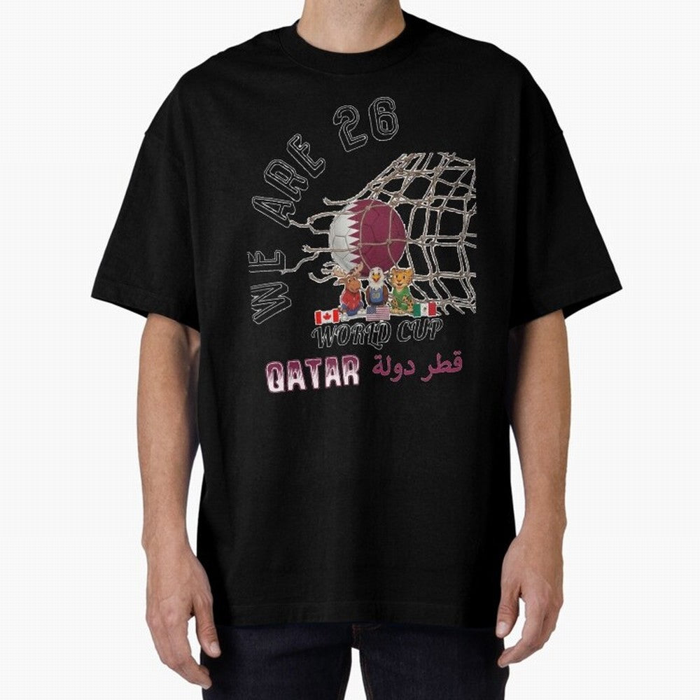 World cup 26 - Qatar Oversized T-Shirt Show Your Stadium Side during FIFA World Cup 2026 Featuring Messi, Neymar and Mbappe, Argentina and Brazil Energy, Classic Soccer Heritage, Championship Pressure, Fan Loyalty and International Pride; Ideal for