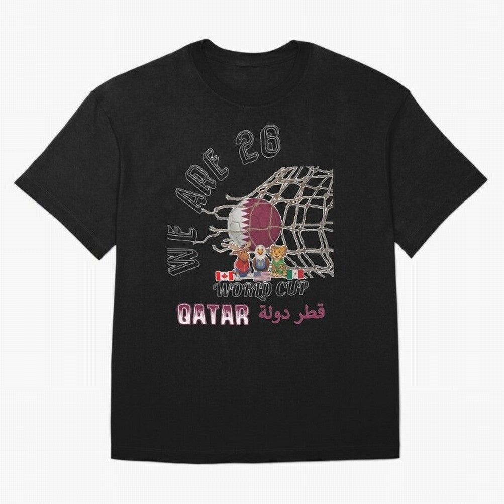 World cup 26 - Qatar Oversized T-Shirt Show Your Stadium Side during FIFA World Cup 2026 Featuring Messi, Neymar and Mbappe, Argentina and Brazil Energy, Classic Soccer Heritage, Championship Pressure, Fan Loyalty and International Pride; Ideal for