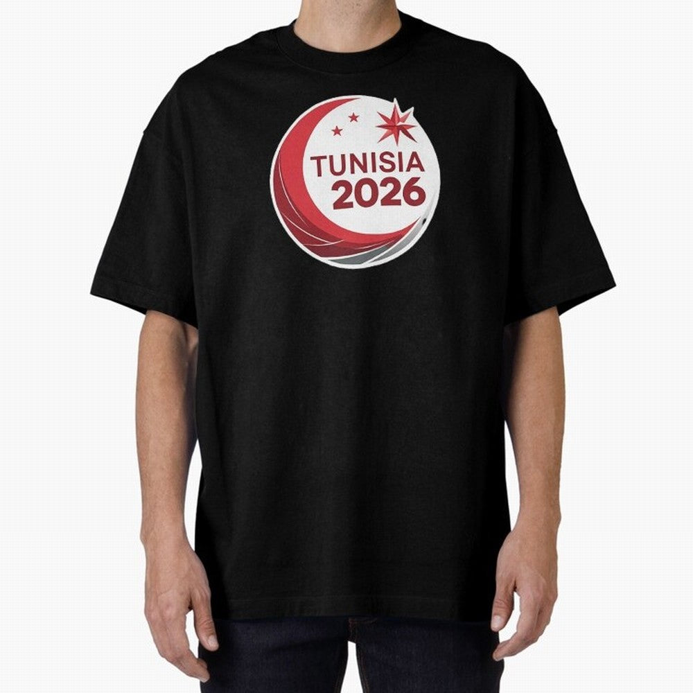 Tunisia 2026 Oversized T-Shirt Represent the Passion of Match Day Hype around FIFA World Cup 2026 USA Canada Mexico, Messi, Argentina, Tournament Hype, Historic Matchups, Family Viewing Parties and Global Sports Pride; Perfect for Fans, Collectors,