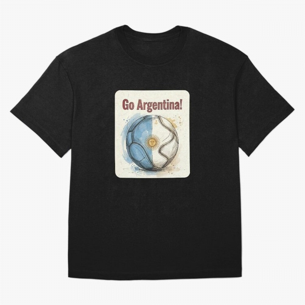 Go Argentina Soccer Ball Flag | Argentinian Football Fan Graphic Tee Oversized T-Shirt Carry the Colors and Pride of FIFA World Cup 2026 Inspired by Neymar, Haaland and Cristiano Ronaldo, Brazil, Portugal and Argentina Energy, Football Festival
