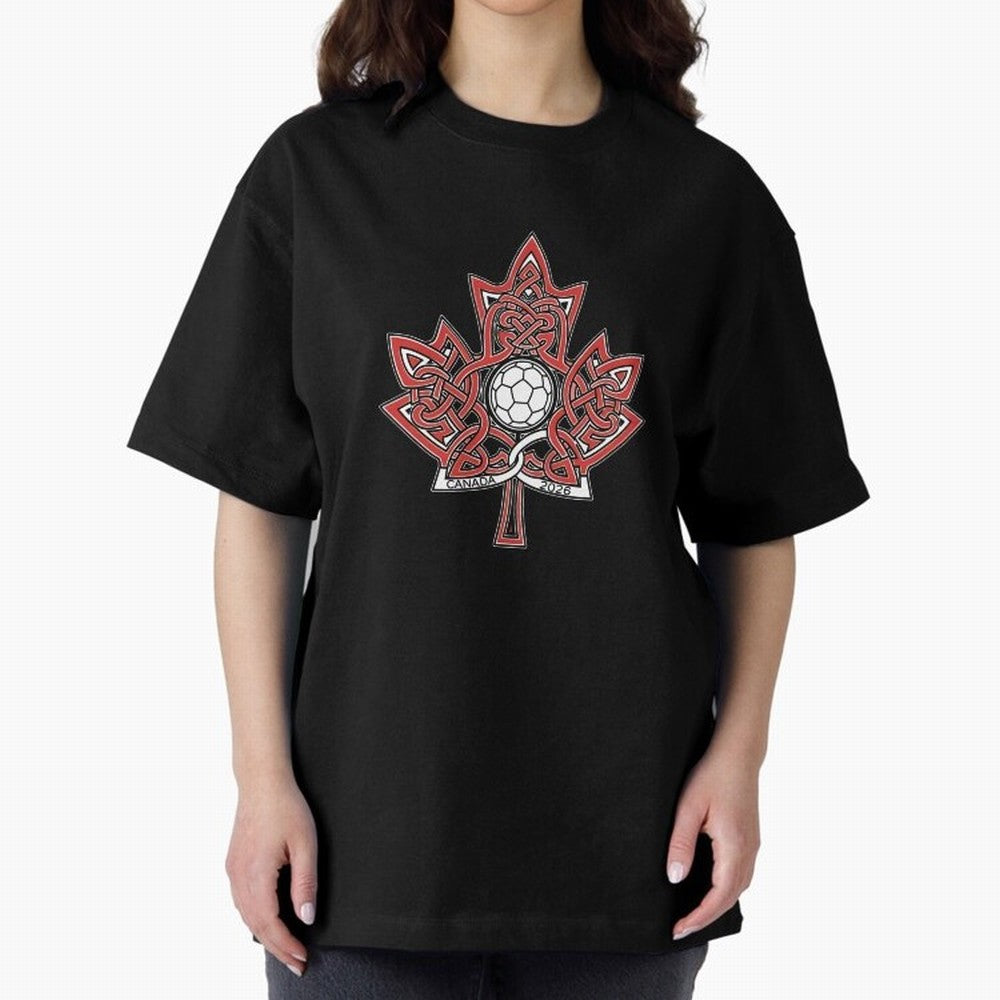 Interwoven Maple Leaf Canada Soccer 2026 T-Shirt_83135197 Oversized T-Shirt Bring World Football Passion into FIFA World Cup 2026 Group Stage for Fans of Messi, CR7 and Mbappe and Argentina, Bringing Soccer Culture, Superstar Moments, National Team