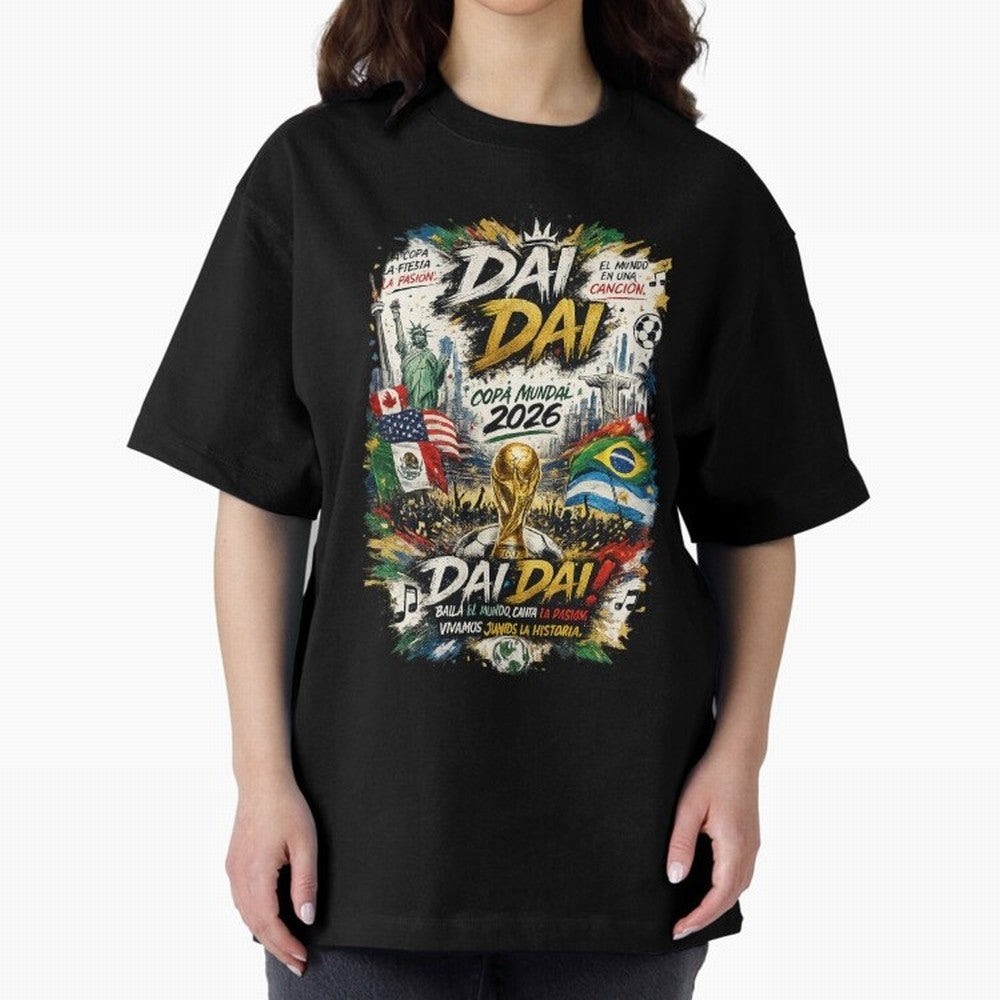 DAI DAI DESIGN FIFA 2026 Oversized T-Shirt Follow the Final Road of Global Football Passion for FIFA World Cup 2026 Group Stage, Built around Cristiano Ronaldo, Haaland and CR7, Brazil, Football History, Final Match Energy, Crowd Noise and Once in