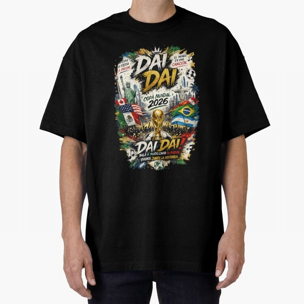 DAI DAI DESIGN FIFA 2026 Oversized T-Shirt Follow the Final Road of Global Football Passion for FIFA World Cup 2026 Group Stage, Built around Cristiano Ronaldo, Haaland and CR7, Brazil, Football History, Final Match Energy, Crowd Noise and Once in