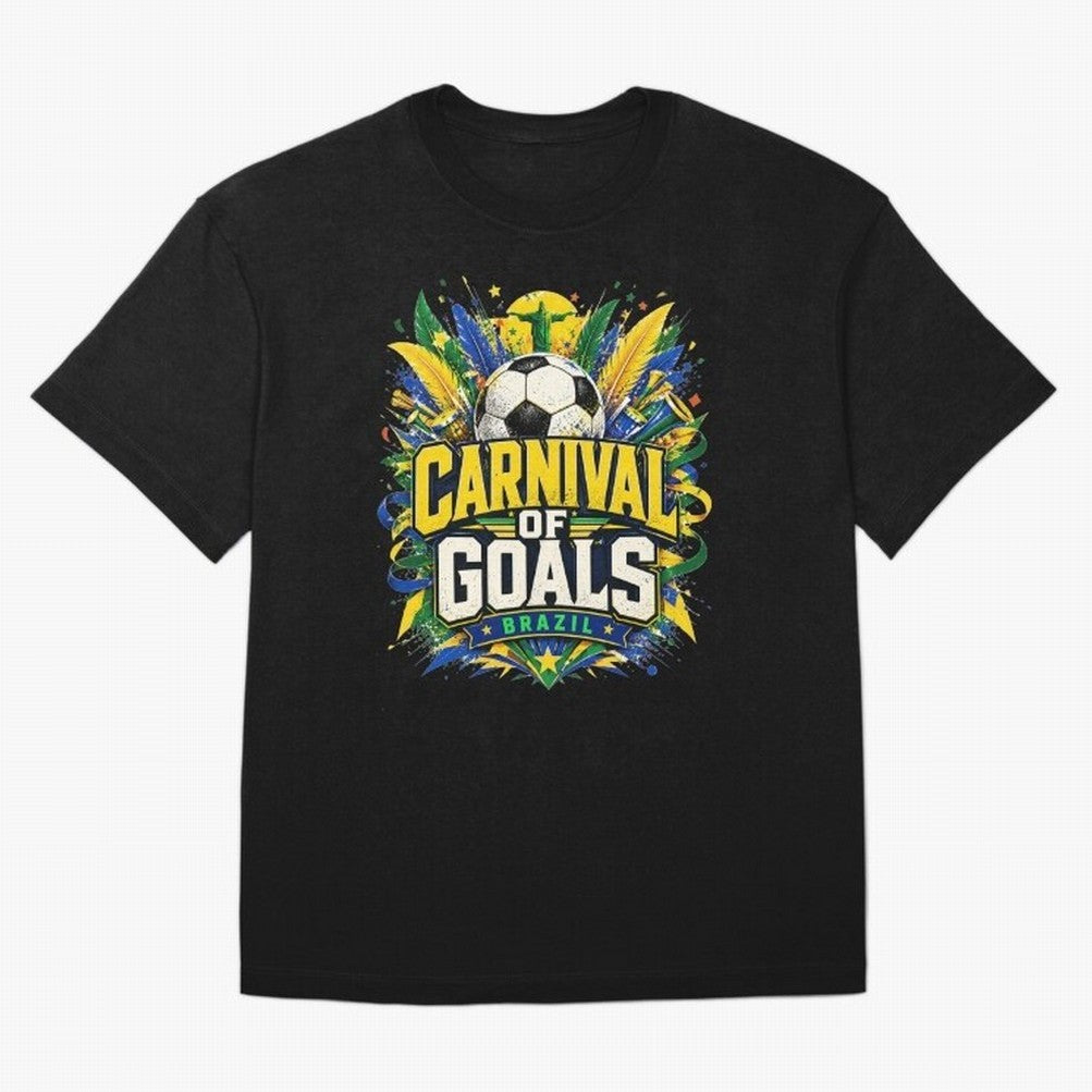 Carnival of Goals Brazil World Cup 2026 tshirt Oversized T-Shirt Make Every Match About Global Football Passion for FIFA World Cup 2026, Driven by Cristiano Ronaldo, Brazil, Portugal and Argentina, Sports Nostalgia, International Competition,