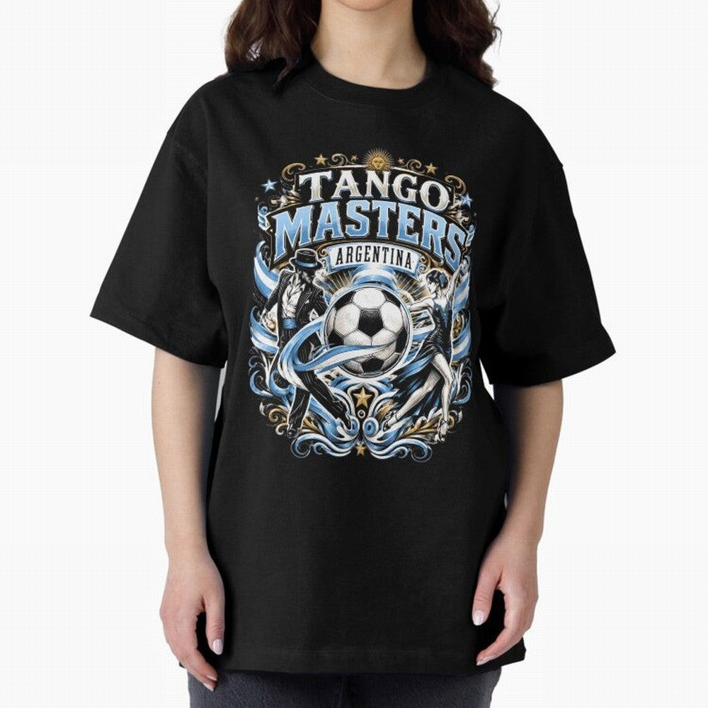 Tango Masters Argentina World Cup 2026 Oversized T-Shirt Treasure Match Day Hype around FIFA World Cup 2026, Cristiano Ronaldo, Argentina, France and Brazil, Global Supporter Spirit, Legendary Goals, National Colors and Tournament Celebration;
