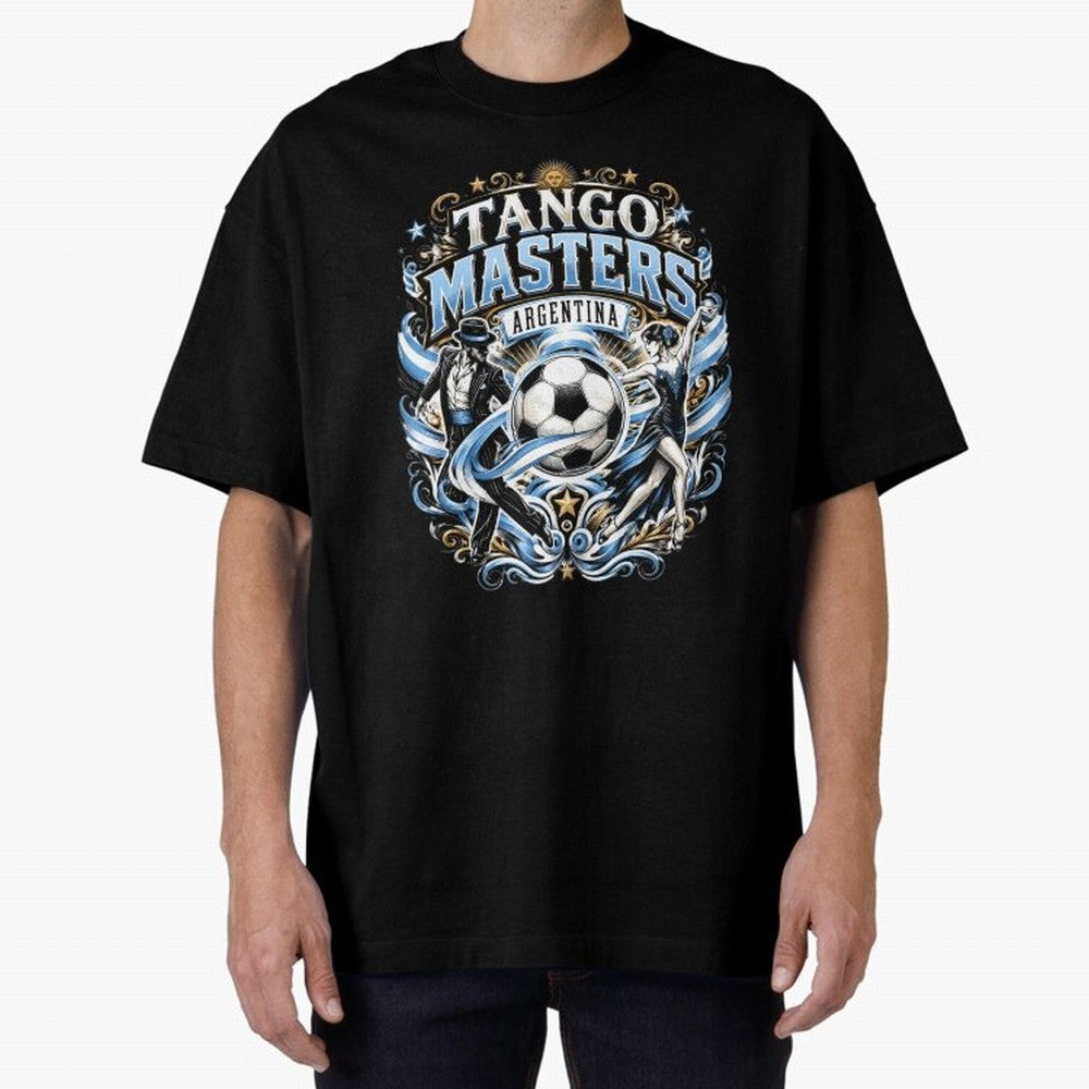 Tango Masters Argentina World Cup 2026 Oversized T-Shirt Treasure Match Day Hype around FIFA World Cup 2026, Cristiano Ronaldo, Argentina, France and Brazil, Global Supporter Spirit, Legendary Goals, National Colors and Tournament Celebration;