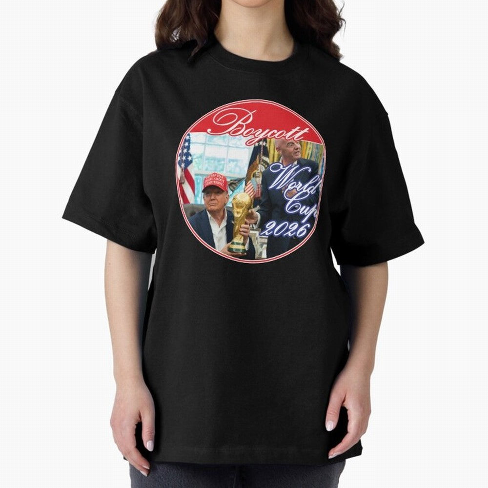 Boycott World Cup 2026 Oversized T-Shirt Fuel Your Fan Pride for FIFA World Cup 2026 USA Canada Mexico Spirit, Highlighting Portugal, Spain and Germany, Messi, Neymar and Mbappe, Global Supporter Spirit, Legendary Goals, National Colors and