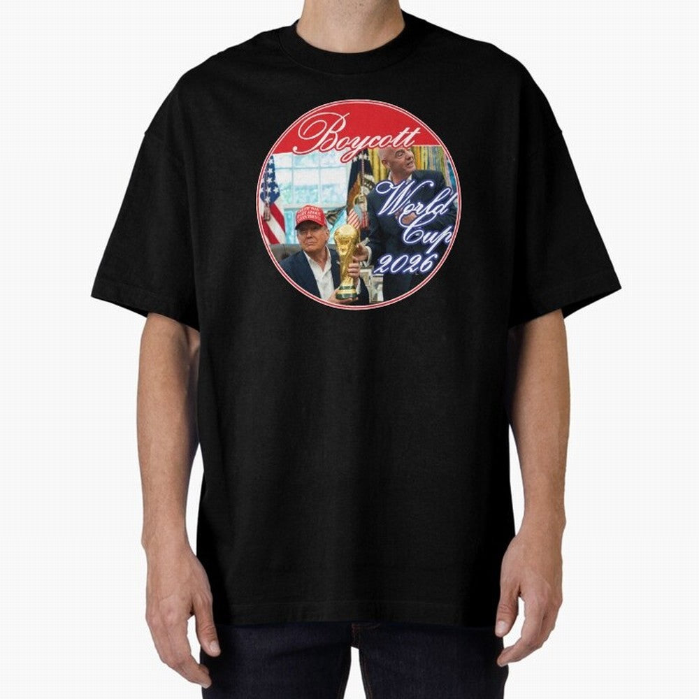 Boycott World Cup 2026 Oversized T-Shirt Fuel Your Fan Pride for FIFA World Cup 2026 USA Canada Mexico Spirit, Highlighting Portugal, Spain and Germany, Messi, Neymar and Mbappe, Global Supporter Spirit, Legendary Goals, National Colors and