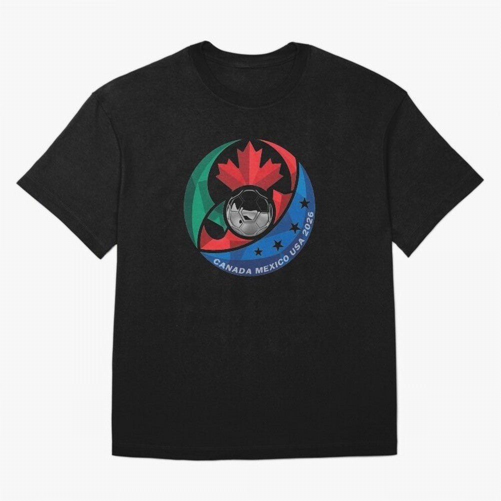 Canada Mexico USA 2026 Round Soccer Emblem Cup T-Shirt_83488590 Oversized T-Shirt Make Memories around Global Football Passion for FIFA World Cup 2026 Group Stage, Connected to CR7 and Messi, France, Football Passion, Legendary Performances,
