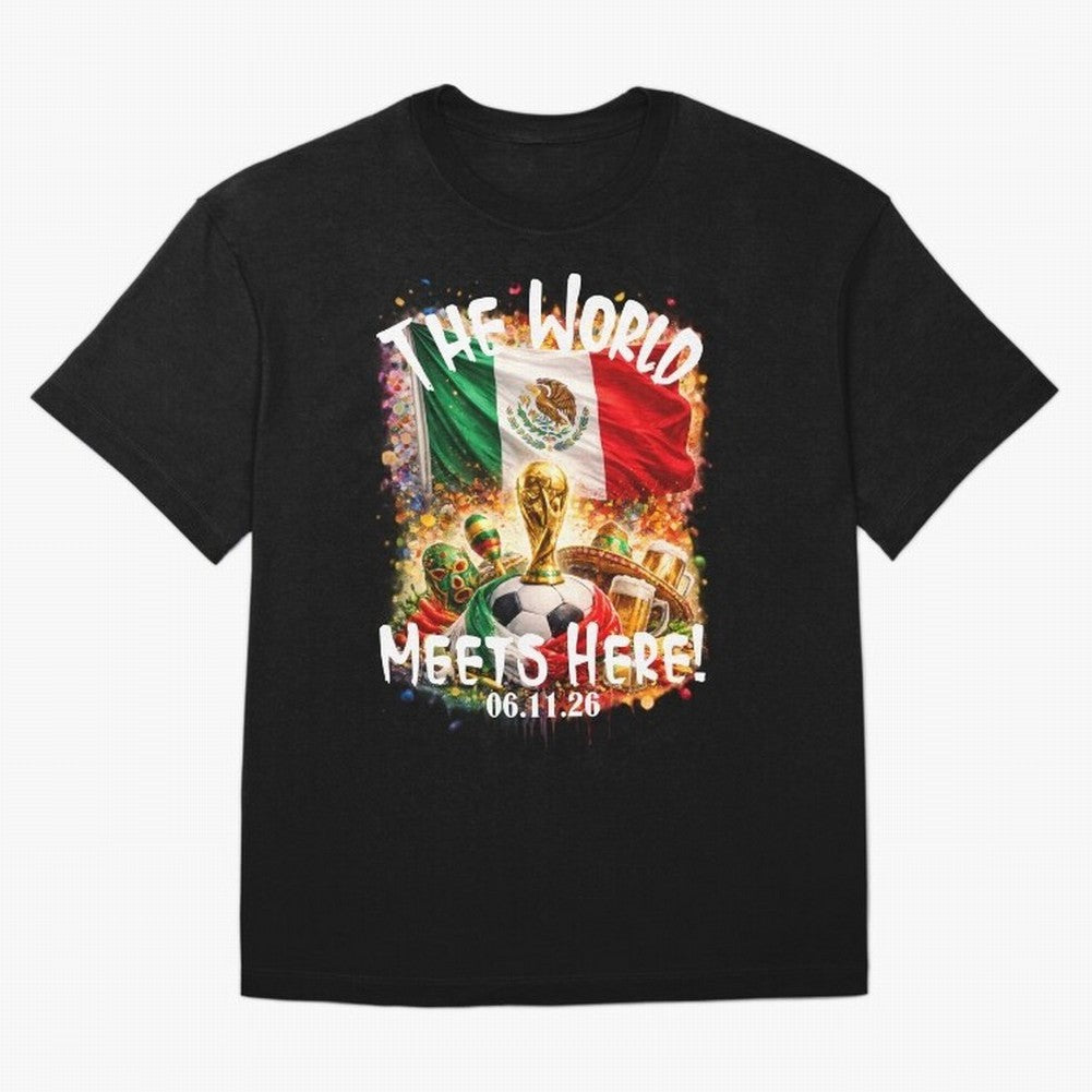 2026 World Cup Oversized T-Shirt Showcase Global Football Passion for FIFA World Cup 2026 USA Canada Mexico, with Messi, CR7 and Mbappe, Spain and Netherlands, Vintage Soccer Flavor, Modern Football Stars, National Flags and Final Night Emotion;