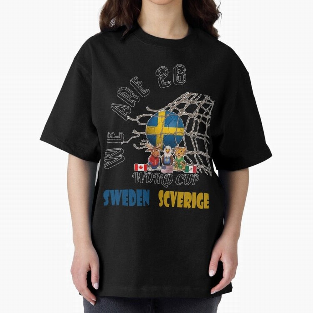 World cup 26 - Sweden Oversized T-Shirt Get Ready for Global Football Passion for FIFA World Cup 2026, Highlighting Cristiano Ronaldo, Haaland and CR7, England, Vintage Soccer Flavor, Modern Football Stars, National Flags and Final Night Emotion;