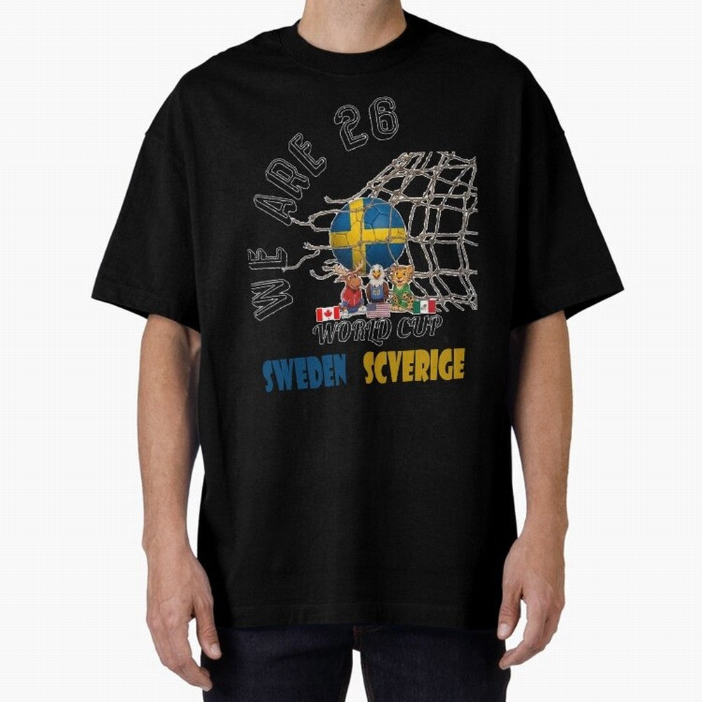 World cup 26 - Sweden Oversized T-Shirt Get Ready for Global Football Passion for FIFA World Cup 2026, Highlighting Cristiano Ronaldo, Haaland and CR7, England, Vintage Soccer Flavor, Modern Football Stars, National Flags and Final Night Emotion;