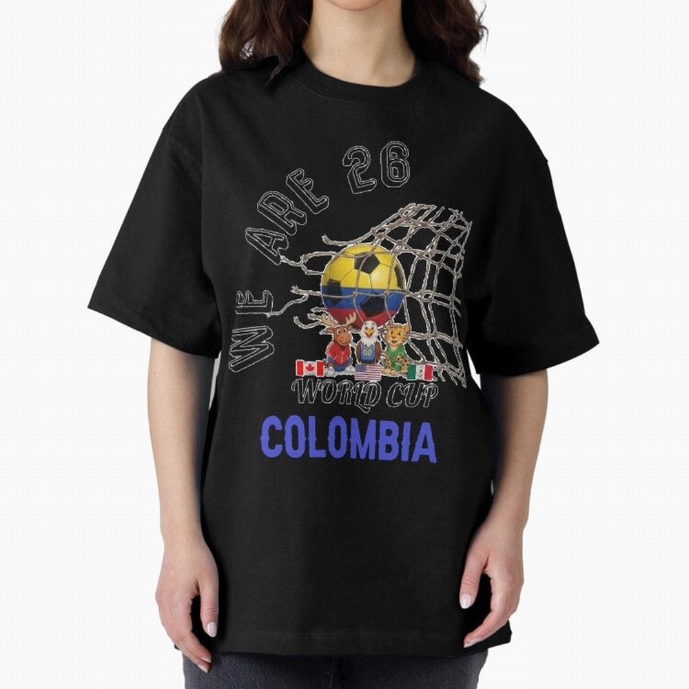 World cup 26 - Colombia Oversized T-Shirt Join the Countdown to Global Football Passion for FIFA World Cup 2026 Group Stage, with Messi and Cristiano Ronaldo, England, Stadium Chants, National Pride, Trophy Dreams and Unforgettable Football