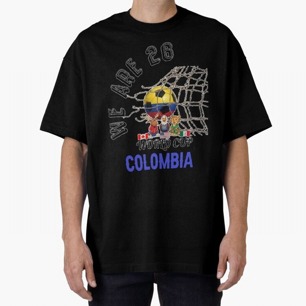 World cup 26 - Colombia Oversized T-Shirt Join the Countdown to Global Football Passion for FIFA World Cup 2026 Group Stage, with Messi and Cristiano Ronaldo, England, Stadium Chants, National Pride, Trophy Dreams and Unforgettable Football
