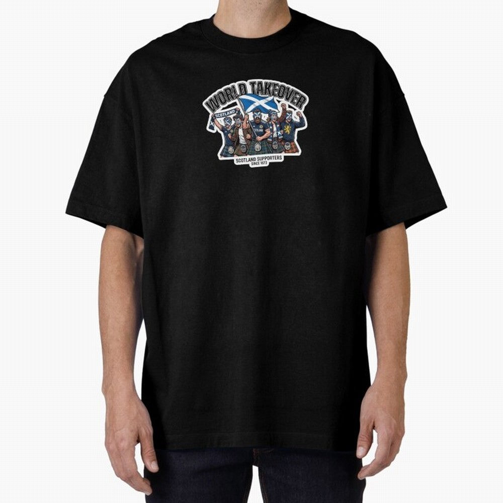 Scotland Soccer Fans Tartan Power Sticker 2026 Football Supporters Oversized T-Shirt Celebrate Football Dreams Across FIFA World Cup 2026 USA Canada Mexico Inspired by Mbappe, England, France and Netherlands Energy, Supporter Pride, Iconic